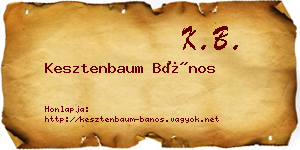 Kesztenbaum Bános névjegykártya